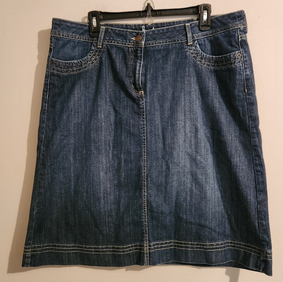 Boden Denim A-Line Jean Skirt - Size 14L Knee Length W/ Pockets! - Picture 1 of 9